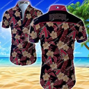 Mlb Arizona Diamondbacks Gold Red Tropical Hibiscus Flowers Trendy Hawaiian Shirt KLA Shirt