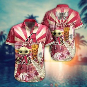 Mlb Arizona Diamondbacks Red Gold Baby Yoda Trendy Hawaiian Shirt V2 KLA Shirt