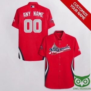 Mlb Washington Nationals Custom Name Number Red With Bulding Patterns Trendy Hawaiian Shirt KLA Shirt