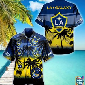 Mls La Galaxy Coconut Tree Beach Hawaiian Shirt