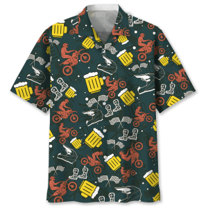Motocross With Beer Trendy Hawaiian Shirt