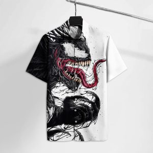 Mv Hawaiian Shirt Mv Comics Venom White & Black Hawaii Tshirt Cool Mv Venom KLA Shirt