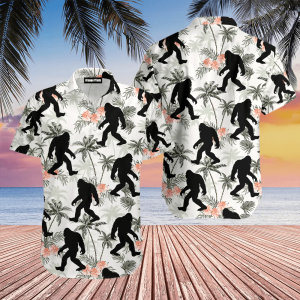Mystical Encounter: Bigfoot Coconut Tree Tropical KLA Trendy Hawaiian Shirts – Adventure Awaits