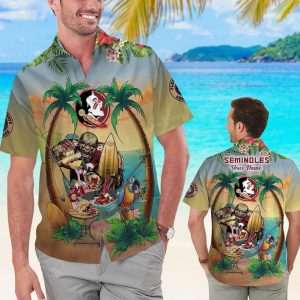 Name Personalized Florida State Seminoles Flamingo Parrot Tropical Hawaiian Shirt