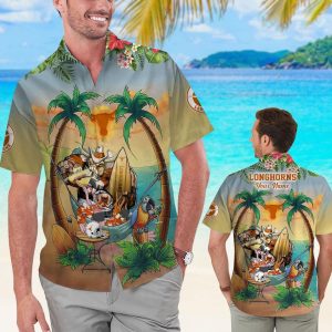 Name Personalized Texas Longhorns Flamingo Parrot Tropical Hawaiian Shirt