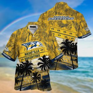 Nashville Predators NHL Palm Tree Pattern Hawaii Shirt For Sports Fans Unisex Sport Hawaii Shirt