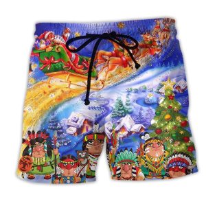 Native Funny Christmas Night Trendy KLA Hawaiian Beach Shorts