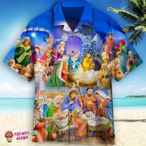Nativity Christmas Birth Of Jesus KLA Hawaiian KLA Beach Shirt