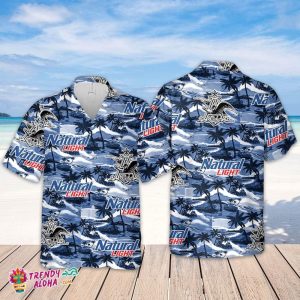 Natural Light Hawaiian Sea Island Pattern Hawaiian Shirt, Summer Beer Hawaiian Shirt