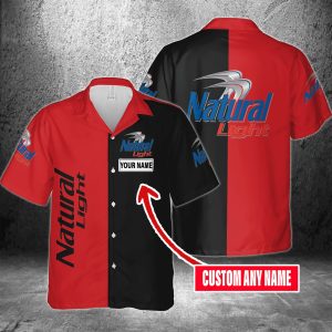 Natural Light Hawaiian Shirt With Custom Name Print