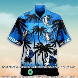 NBA Dallas Mavericks Black Blue Palm Trees Hawaiian Shirt