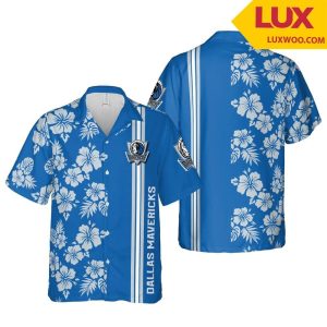 Nba Dallas Mavericks Blue Gray Hibiscus Flowers Trendy Hawaiian Shirt KLA Shirt