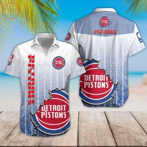 Nba Detroit Pistons Blue Gradient Scratch Trendy Hawaiian Shirt KLA Shirt