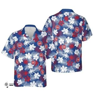Nba Detroit Pistons Red White Hibiscus Trendy Hawaiian Shirt KLA Shirt