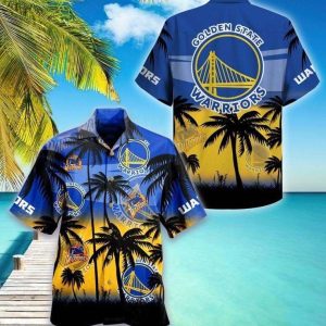 Nba Golden State Warriors Blue Yellow Palm Trees Trendy Hawaiian Shirt KLA Shirt