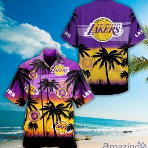 Nba Los Angeles Lakers Purple Golden Palm Beach Trendy Hawaiian Shirt KLA Shirt