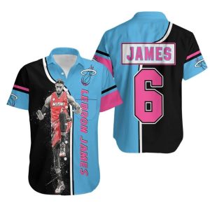 Nba Miami Heat Blue Black Lebron James 6 Warm Up Trendy Hawaiian Shirt KLA Shirt