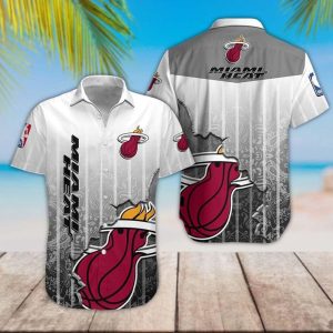 Nba Miami Heat Gray White Scratch Trendy Hawaiian Shirt KLA Shirt