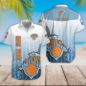 Nba New York Knicks Blue Gradient Scratch Trendy Hawaiian Shirt KLA Shirt