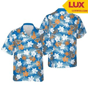 Nba New York Knicks Orange White Hibiscus Tropical Floweers Trendy Hawaiian Shirt KLA Shirt