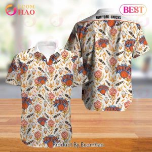 Nba New York Knicks White Orange Tropical Flowers Vintage Trendy Hawaiian Shirt KLA Shirt