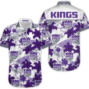 NBA Sacramento Kings Purple Tropical Flowers Hawaiian Shirt V3 KLA Shirt