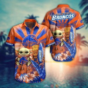 NCAA Boise State Broncos Baby Yoda Orange Blue Hawaiian Shirt