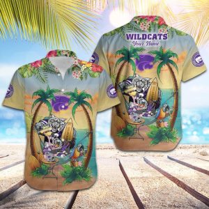 NCAA Kansas State Wildcats Custom Name Flamingo Parrot Hawaiian Shirt