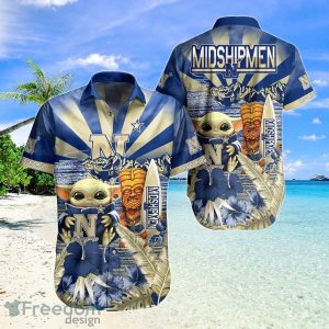 Ncaa Navy Midshipmen Baby Yoda Tiki Flower Trendy Hawaiian Shirt KLA Shirt