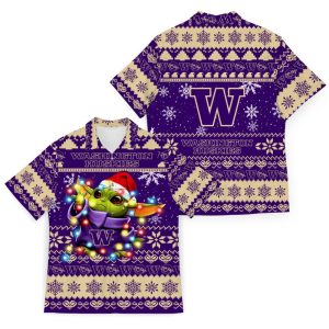 NCAA Washington Huskies Baby Yoda Christmas Hawaiian Shirt