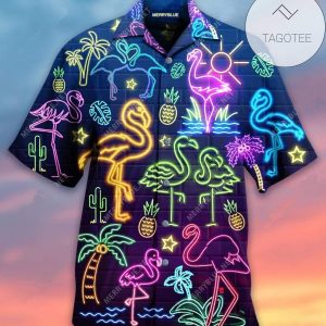 Neon Light Flamingo Pineapple Tropical Hawaiian Shirts