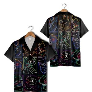 Neon Style Pokemon Hawaiian Shirt Vibrant Retro Tropical Shirt for Men Women Kids Summer Beachwear