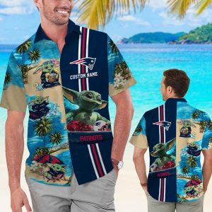New England Patriots Baby Yoda Hawaiian Short Sleeve Tropical Shirt