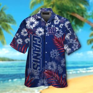 New York Giants Short Sleeve Button Up Tropical Hawaiian Shirt VER023