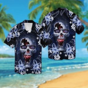 New York Giantsskull Short Sleeve Button Up Tropical Hawaiian Shirt VER01
