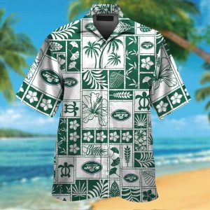 New York Jets Short Sleeve Button Up Tropical Hawaiian Shirt VER022