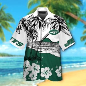 New York Jets Short Sleeve Button Up Tropical Hawaiian Shirt VER024