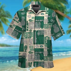 New York Jets Short Sleeve Button Up Tropical Hawaiian Shirt VER04