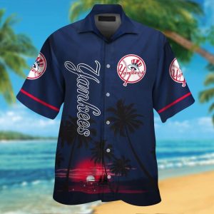 New York Yankees Short Sleeve Button Up Tropical Hawaiian Shirt VER08