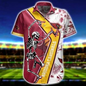 NFL Arizona Cardinals Skellington Red Yellow Hawaiian Shirt