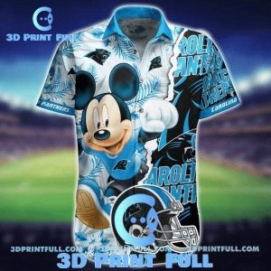 NFL Carolina Panthers Mickey Mouse Blue Hawaiian Shirt