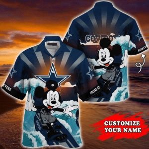 Nfl Dallas Cowboys Custom Name Mickey Mouse Surf Trendy Hawaiian Shirt KLA Shirt