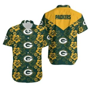 NFL Green Bay Packers Green Yellow Flower Hawaiian Shirt