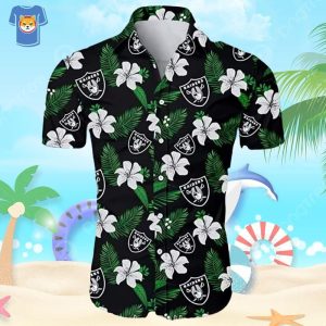 NFL Las Vegas Raiders Hawaiian Shirt Hibiscus Flower Pattern Beach Lovers Gift