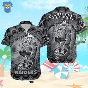 NFL Las Vegas Raiders Hawaiian Shirt Skeleton Grateful Dead