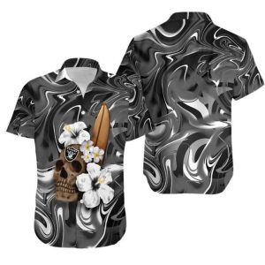 NFL Las Vegas Raiders Skull Flowers Hawaiian Shirt