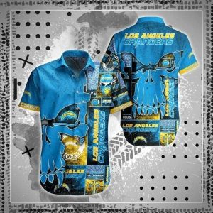NFL Los Angeles Chargers Blue Punisher Skull Hawaiian Shirt