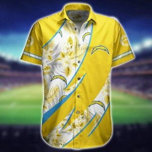 NFL Los Angeles Chargers Flowers Gold Hawaiian Shirt