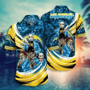 NFL Los Angeles Chargers Halloween Blue Hawaiian Shirt