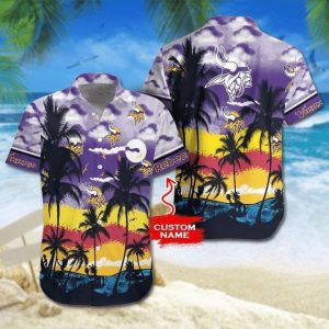 NFL Minnesota Vikings Custom Name Coconut Purple New Design Hawaiian Shirt